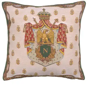 Vintage Napoleon Crest Tapestry Pillow Cover 18x18 Inch Cotton Jacquard Woven Cushion Cover