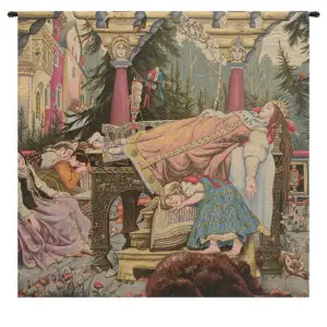 Victor Vasnetsov Sleeping Beauty Italian Tapestry Wall Hanging 24 x 26 in Fairy Tale Jacquard Woven Decor