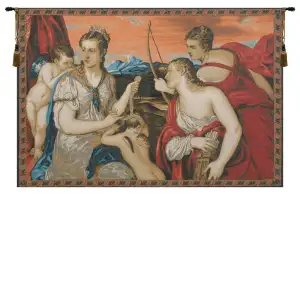 Tiziano Vecellion Venus Blindfolds Decorative Tapestry Wall Hanging 53 x 77 Renaissance Mythological Jacquard Woven Wall Art - B - H 25" x W 37"
