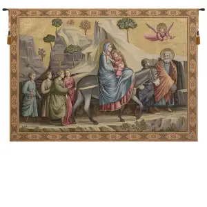 Giotto di Bondone Flight into Egypt Religious Tapestry Wall Hanging 36 x 50 Renaissance Christian Woven Wall Art
