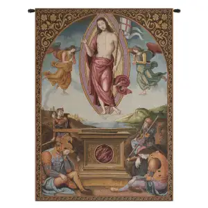 Pietro Perugino Resurrection Tapestry Wall Hanging 50 x 36 in Renaissance Religious Christian Jacquard Woven Wall Art