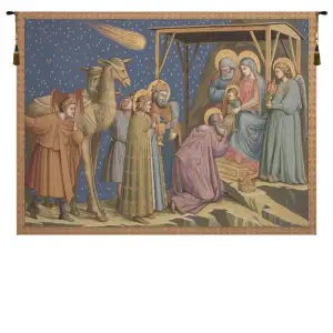 Giotto di Bondone Adoration Religious Tapestry Wall Hanging 36 x 50 in Renaissance Christian Jacquard Woven Art