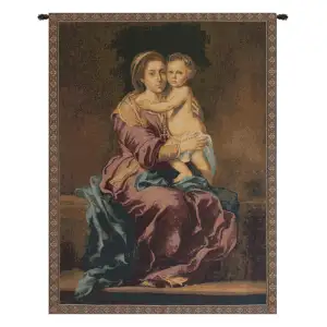Bartolome Esteban Madonna Rosario Religious Tapestry Wall Hanging 24 x 20 Renaissance Christian Jacquard Woven Wall Art