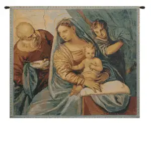 Paolo Veronese Madonna della Pappa Religious Tapestry Wall Hanging 22 x 25 Renaissance Christian Jacquard Woven Wall Art