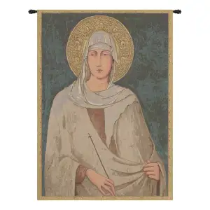 Simone Martini Santa Chiara St. Clare Italian Tapestry Wall Hanging 19x13 Inch Cotton Jacquard Woven Wall Tapestry