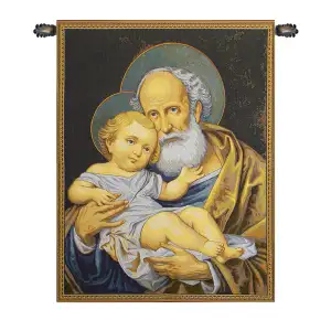 Raphael San Giuseppe St. Joseph Italian Tapestry Wall Hanging 26x20 Inch Cotton Jacquard Woven Wall Tapestry