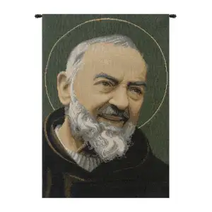 St. Pio Italian Tapestry Wall Hanging 18x13 Inch Cotton Jacquard Woven Wall Tapestry