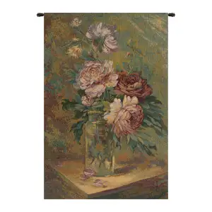 Alberto Passini Vaso di Fiori Italian Tapestry Wall Hanging 19x12 Inch Cotton Jacquard Woven Wall Tapestry