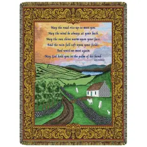 Irish Blessing Jacquard Woven Tapestry Throw Blanket 52x68 Inch Celtic Inspirational Decor