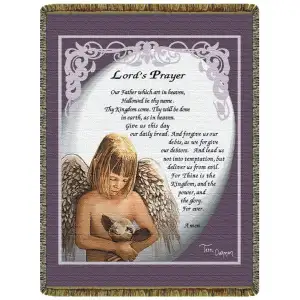 The Lord's Prayer Jacquard Woven Tapestry Throw Blanket 52x68 Inch Christian Religious Decor