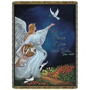 John 14:27 Jacquard Woven Tapestry Throw Blanket 52x68 Inch Christian Inspirational Decor