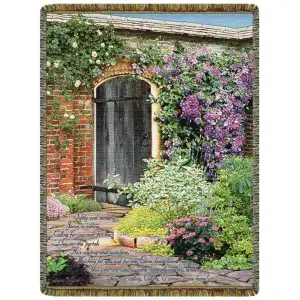 Secret Garden Jacquard Woven Tapestry Throw Blanket 52x68 Inch Floral Garden Decor
