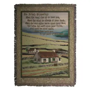 Irish Blessing II Jacquard Woven Tapestry Throw Blanket 70x50 Inch Celtic Inspirational Decor