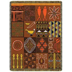 Kenya Jacquard Woven Tapestry Throw Blanket 52x68 Inch African Inspired Home Decor