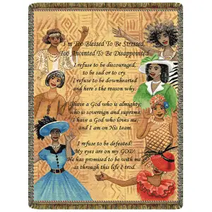 Too Blessed to be Stressed Jacquard Woven Tapestry Throw Blanket 52x68 Inch Inspirational Decor