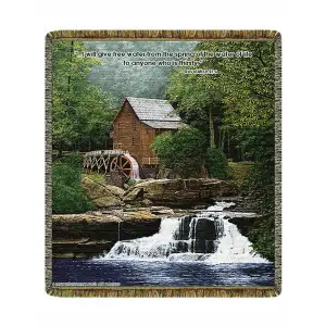 Glade Creek Mill Jacquard Woven Tapestry Throw Blanket 52x60 Inch Country Landscape Decor