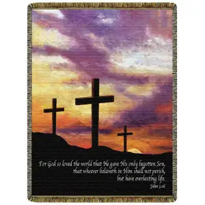 For God So Loved Jacquard Woven Tapestry Throw Blanket 52x68 Inch Christian Decor