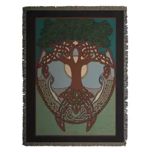Celtic Tree Jacquard Woven Tapestry Throw Blanket 70x52 Inch Celtic Tree Decor