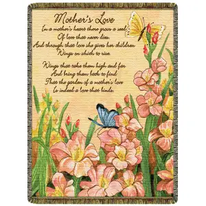 Mother's Love Jacquard Woven Tapestry Throw Blanket 52x68 Inch Inspirational Family Decor