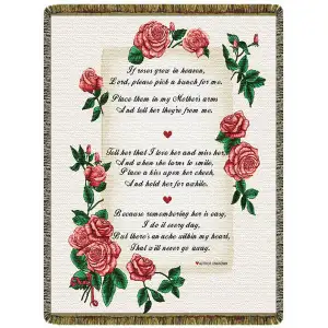 If Roses Grow in Heaven Jacquard Woven Tapestry Throw Blanket 52x68 Inch Memorial Decor
