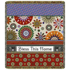Bless This Home Jacquard Woven Tapestry Throw Blanket 52x60 Inch Inspirational Home Decor