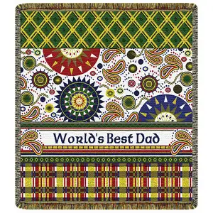 World's Best Dad Jacquard Woven Tapestry Throw Blanket 52x60 Inch Father's Gift Decor