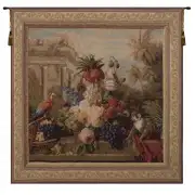 Bouquet Exotique with Monkey European Tapestry Wall hanging