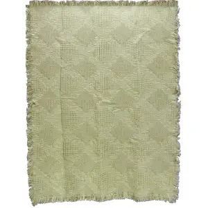 Fancy Diamonds Natural Jacquard Woven Tapestry Throw Blanket 48x68 Inch Geometric Decor