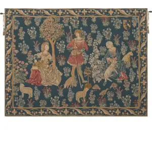 Medieval Travail de la Laine Tapestry Wall Hanging 35 x 45 in Jacquard Woven Medieval Wall Art