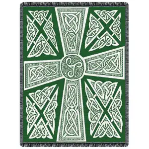 Celtic Crosses Jacquard Woven Tapestry Throw Blanket 48x68 Inch Celtic Religious Decor