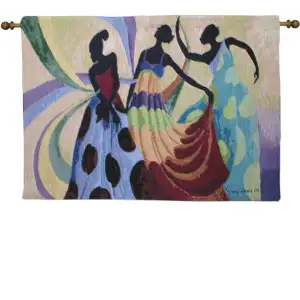 Dancers In Black Skin II Tapestry Wall Hanging 26 x 18 in Figurative Dance Jacquard Woven Wall Decor