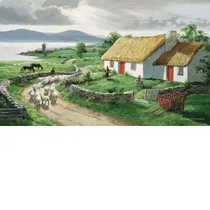 Irish Countryside Grande Tapestry Wall Hanging 34x54 Landscape Scenic Jacquard Woven Traditional European Home Decor