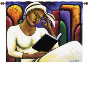 Deep In Thought Tapestry Wall Hanging 22 x 16 in Figurative Fine Art Jacquard Woven Wall Decor