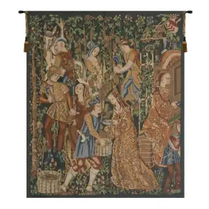 Medieval Vendages Right Side Rust Tapestry Wall Hanging 42 x 34 in Harvest Jacquard Woven Wall Decor
