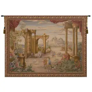 Vue Antique French Tapestry Wall Hanging 58x76 Inch Cotton Jacquard Woven Wall Tapestry