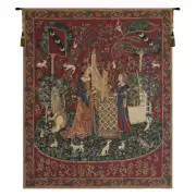 Lady and the Organ (With Border) Tapestry Wall Art