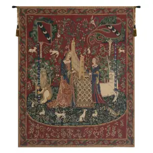 Medieval Lady & the Organ Vintage Tapestry Wall Hanging 42 x 33 in Unicorn Series Woven Wall Decor