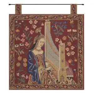 Medieval Louie with Loops Vintage Tapestry Wall Hanging 19 x 19 in French Jacquard Woven Wall Decor