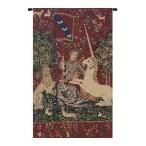 Medieval La Vue Vintage Tapestry Wall Hanging 27 x 16 in Lady Unicorn French Jacquard Woven Wall Decor