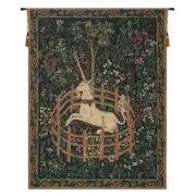 Unicorn In Captivity II (With Border) Tapestry Wall Art