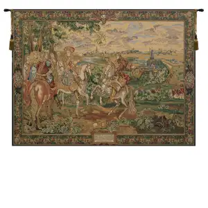 La Prise de Lille II Vintage Tapestry Wall Hanging 33 x 49 in Medieval French Jacquard Woven Decor - A - H 33" x W 49"