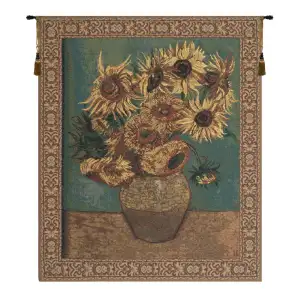 Vincent Van Gogh Sunflowers Vintage Tapestry Wall Hanging 40 x 33 in Floral Fine Art Jacquard Woven Decor