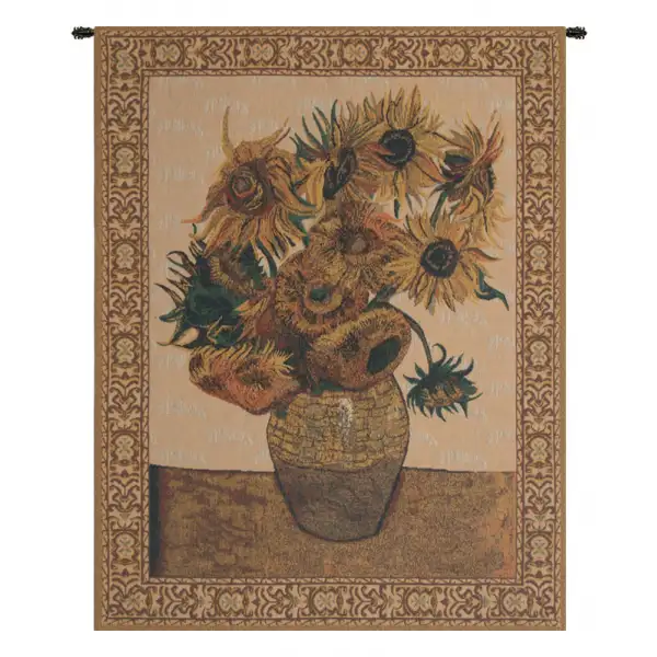 Sunflowers, Beige Tapestry Wall Art