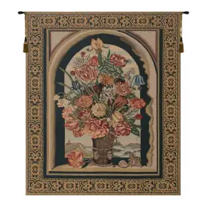 Ambrosius Bosschaert Bouquet Decorative Tapestry Wall Hanging 40 x 33 in Floral Still Life Jacquard Woven Decor