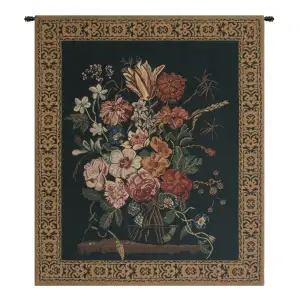 Nicolaes Van Verendael Bouquet Decorative Tapestry Wall Hanging 40 x 33 in Floral Still Life Woven Decor - C - H 33" x W 26"