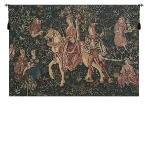 Medieval Noble Amazon Tapestry Wall Hanging 33 x 50 in Hunting Scene Jacquard Woven European Wall Decor