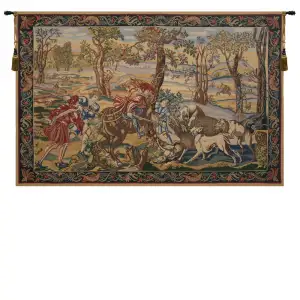 Bernard Van Orley Hunt of the Boar Hunting Tapestry Wall Hanging 44 x 69 in Medieval Woven Decor