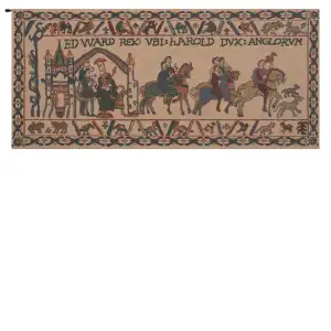 Bayeux Edward Vintage Tapestry Wall Hanging 15 x 33 in Medieval Historical Jacquard Woven European Wall Decor