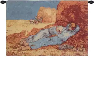 Vincent Van Gogh Repose of the Farmer Belgian Tapestry Wall Hanging 28 x 39 in Impressionist Jacquard Woven Decor