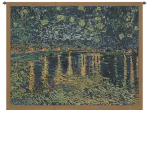 Vincent Van Gogh Starry Night Tapestry Wall Hanging 33 x 40 in Impressionist Night Sky Jacquard Woven Wall Decor